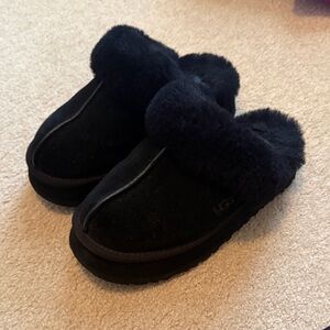 UGG Black Plush Slippers